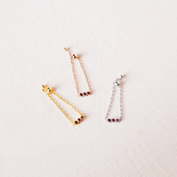 Birthstone Chain Ring Vol.1 - Natural Gemstones - 925 Sterling Silver Gold Plated