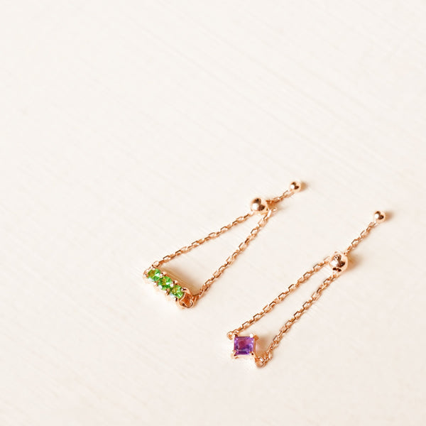 Birthstone Chain Ring Vol.1 - Natural Gemstones - 925 Sterling Silver Gold Plated