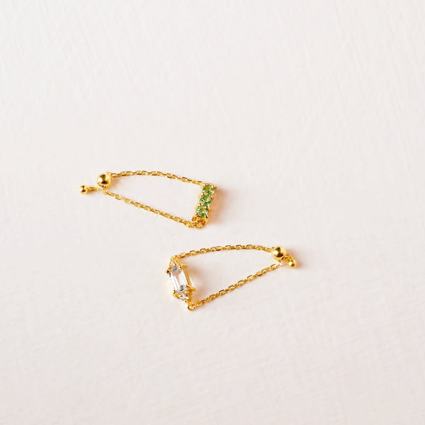 Birthstone Chain Ring Vol.1 - Natural Gemstones - 925 Sterling Silver Gold Plated