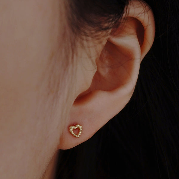 Flatback Palmier Earrings - Baby Earrings - Piercing - 14k Solid Gold