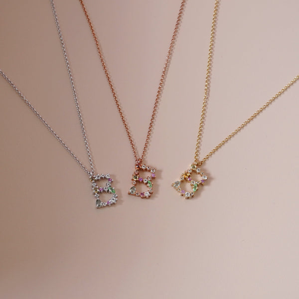 B Initial Necklace - 925 Sterling Silver with Gold Plated