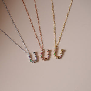 U Initial Necklace - 925 Sterling Silver with Gold Plated