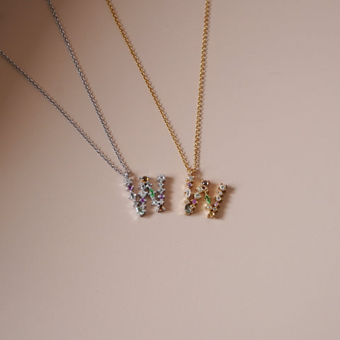 W Initial Necklace - 925 Sterling Silver with Gold Plated