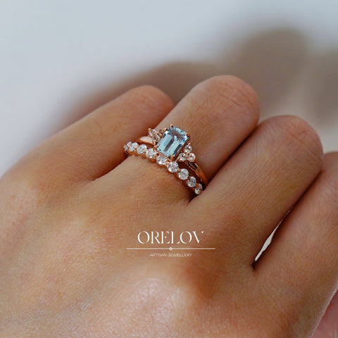 Marina Ring - Natural Aquamarine - 18k/ 75% Rose Gold