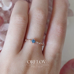 Mira Ring Blue Sapphire - 18k/ 75% Rose Gold