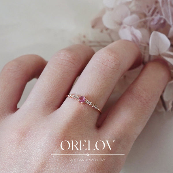 Mira Ring Pink Tourmaline - 18k/ 75% Rose Gold