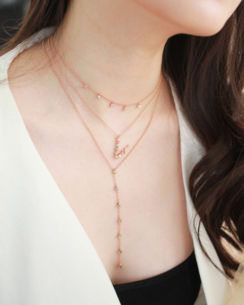 Lariat Necklace - 925 Sterling Silver with Gold Plated