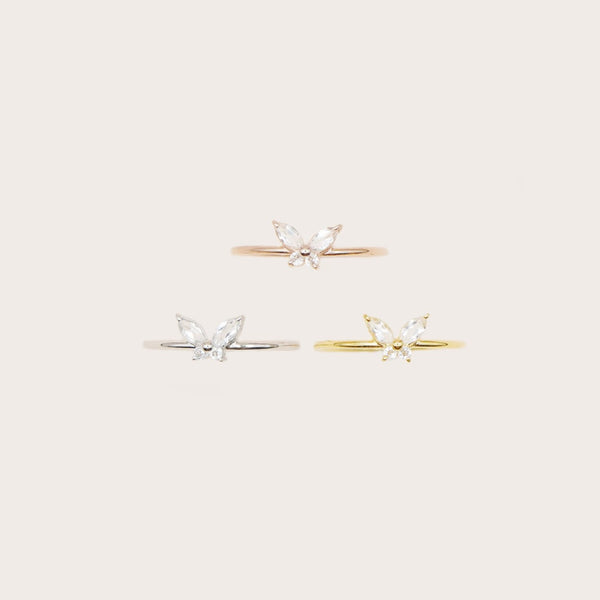 Papillon Ring - 925 Sterling Silver with Gold Plated