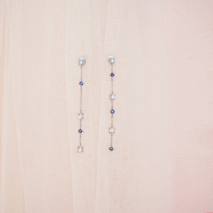 Elara Earrings with Blue Sapphire - 925 Sterling Silver with Gold Plated