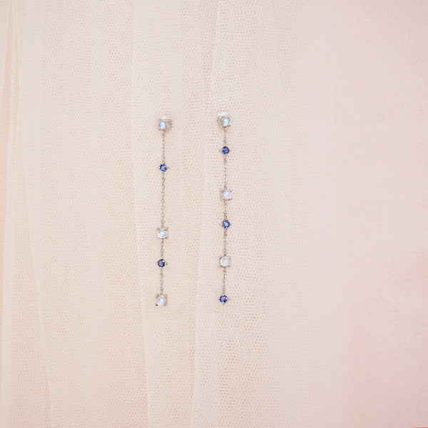 Elara Earrings with Blue Sapphire - 925 Sterling Silver with Gold Plated