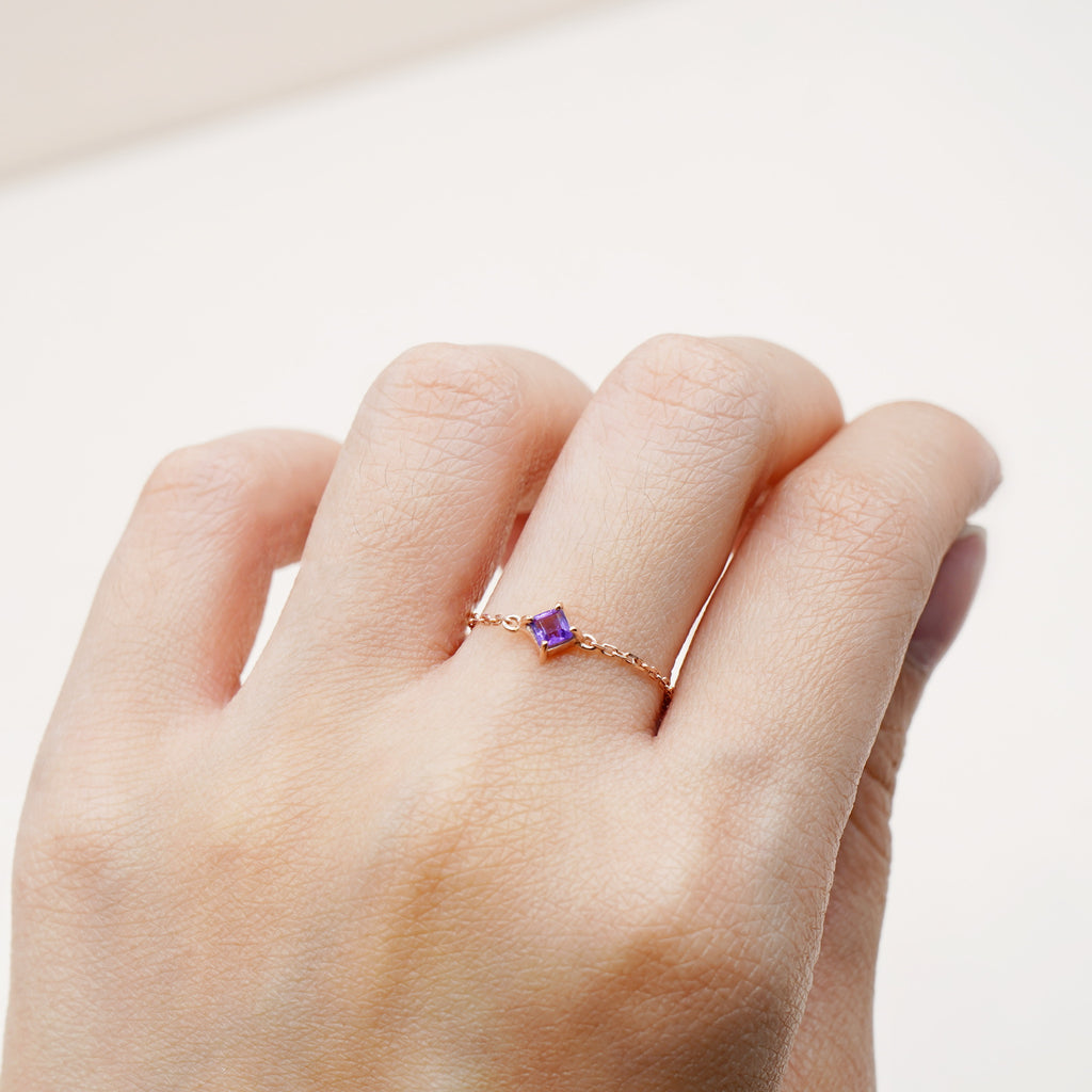 February Birthstone Ring - 925 Sterling Silver with Gold Plated – Orelov Jewellery