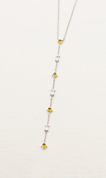 Lariat Necklace - 925 Sterling Silver with Gold Plated