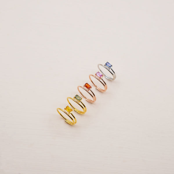 Beatrice Sapphire Ring - 925 Sterling Silver with Gold Plated