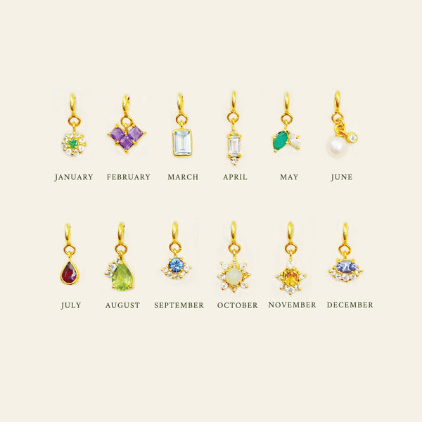 Birthstone Charms vol.2 - 925 Sterling Silver with Gold Plated