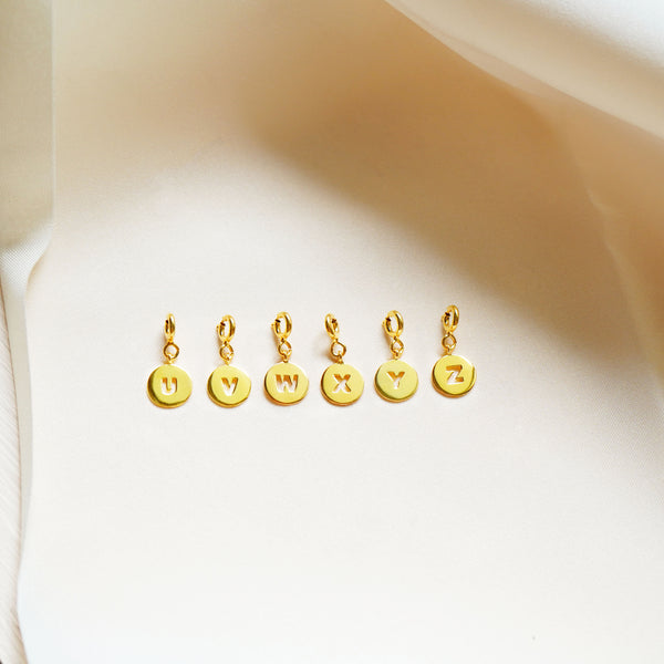 Coin Initial Charms - 925 Sterling Silver with Gold Plated