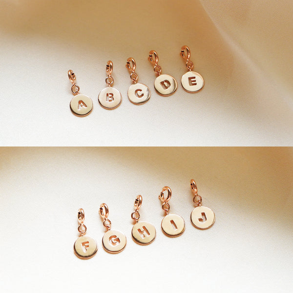 Coin Initial Charms - 925 Sterling Silver with Gold Plated