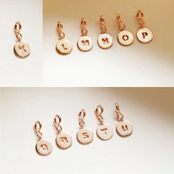 Coin Initial Charms - 925 Sterling Silver with Gold Plated