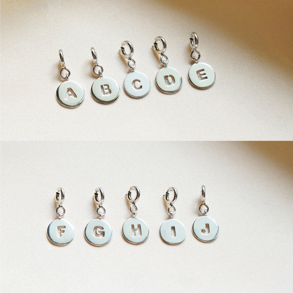 Coin Initial Charms - 925 Sterling Silver with Gold Plated