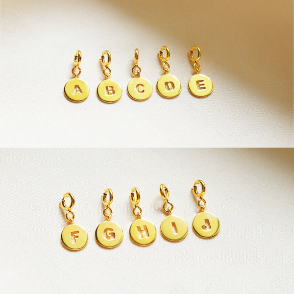 Coin Initial Charms - 925 Sterling Silver with Gold Plated