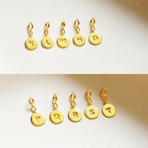 Coin Initial Charms - 925 Sterling Silver with Gold Plated