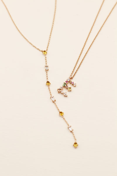 Lariat Necklace - 925 Sterling Silver with Gold Plated