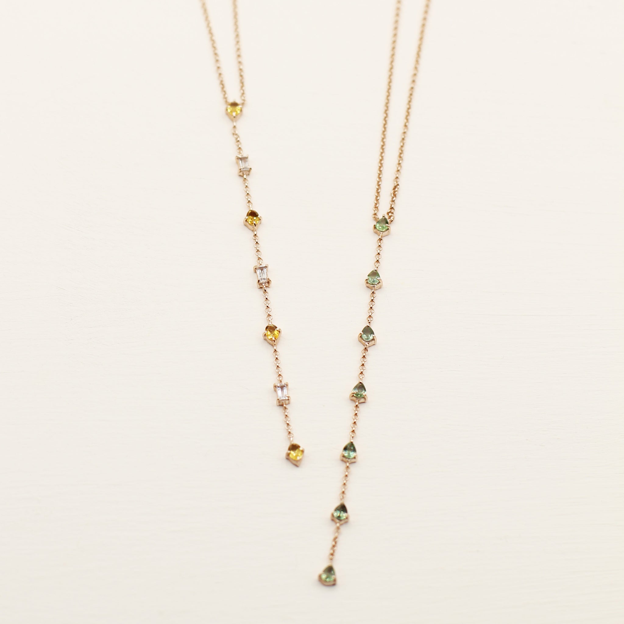 Lariat Necklace - 925 Sterling Silver with Gold Plated