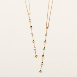 Lariat Necklace - 925 Sterling Silver with Gold Plated