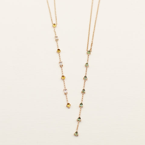 Lariat Necklace - 925 Sterling Silver with Gold Plated