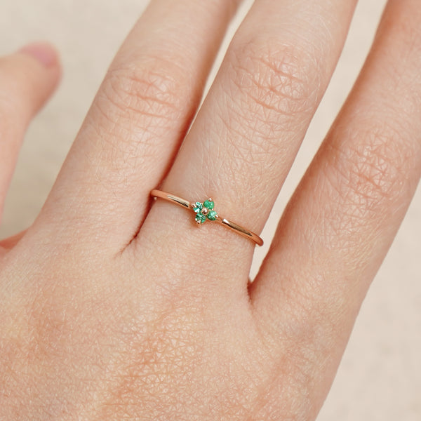 Clover Emerald Ring - 18k/ 75% Rose Gold