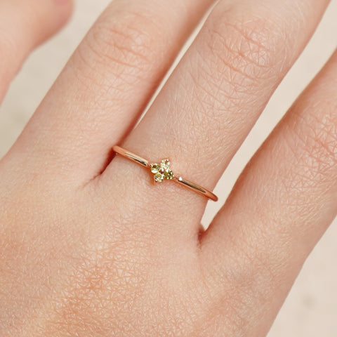 Clover Yellow Sapphire Ring - 18k/ 75% Rose Gold