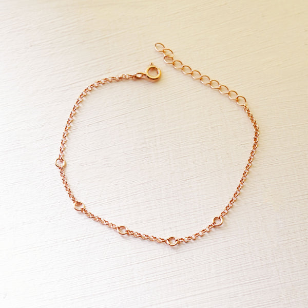 Ring Chain Bracelet - 925 Sterling Silver with Gold Plated