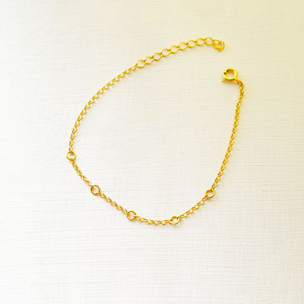 Ring Chain Bracelet - 925 Sterling Silver with Gold Plated