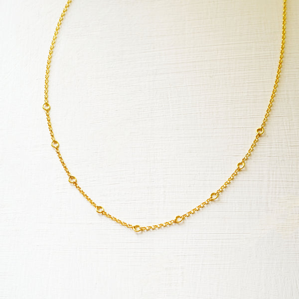 Ring Chain Necklace - 925 Sterling Silver with Gold Plated