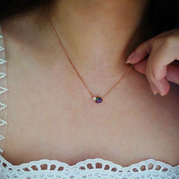 Toi Et Moi Necklace - 925 Sterling Silver with Gold Plated